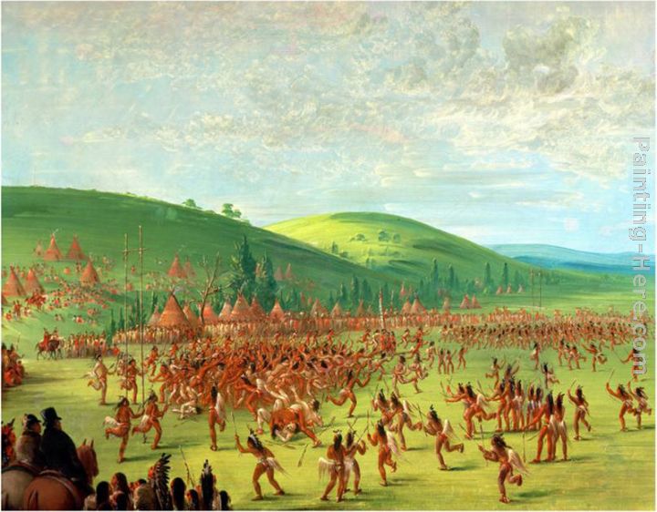 Indian Ball Game painting - George Catlin Indian Ball Game art painting